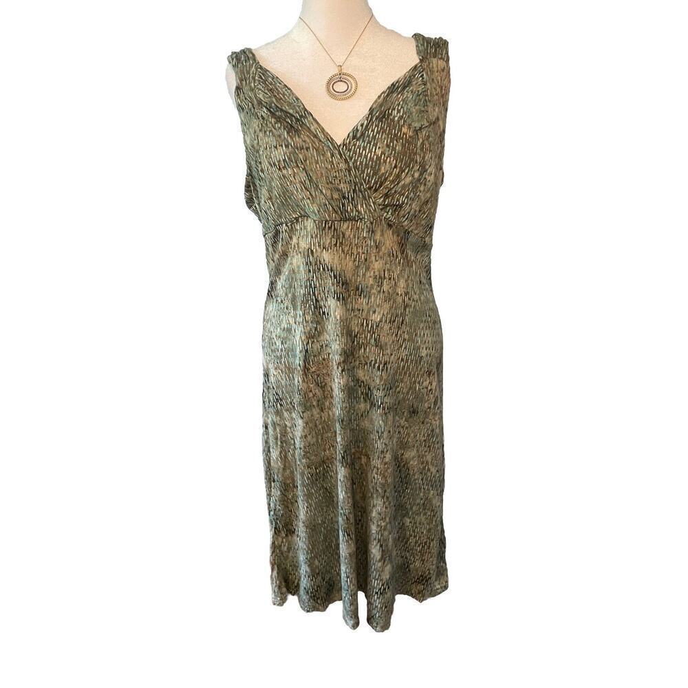 Nomadic Traders Women’s L Sundress Brown W/ Aqua Blue Print